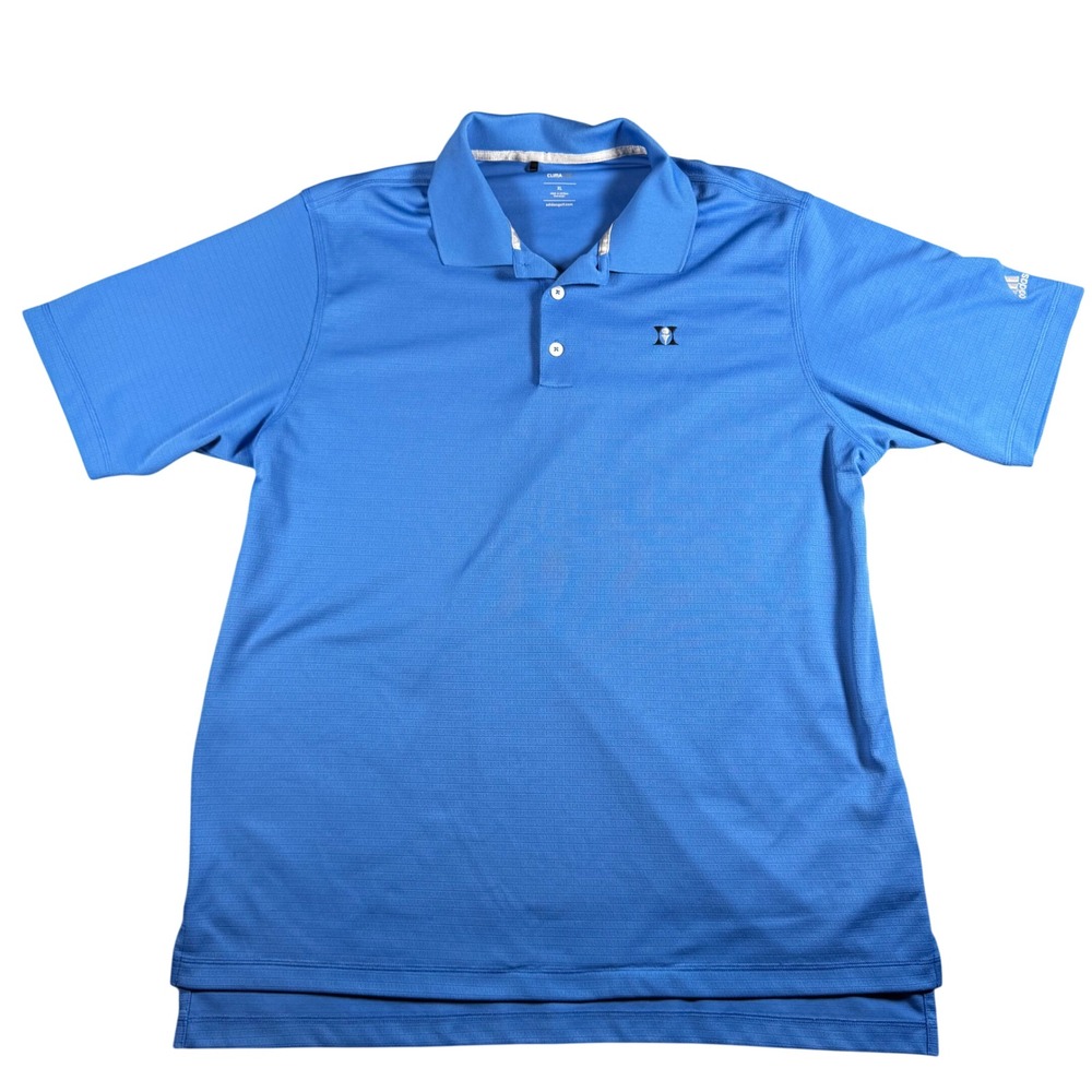 Adidas Polo Shirt Mens XL Blue Good Climalite Micro Stripe Performance Golf
